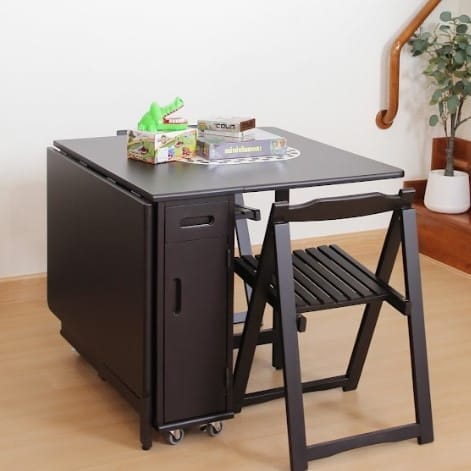 ชุดโต๊ะทานข้าวไม้ยางพาราแท้ 4 ที่นั่งพับเก็บได้ MAAI DESIGN  รุ่น BUTTERFLY TABLE SET ช็อกโกแลต