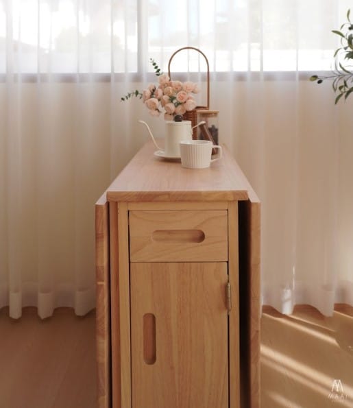 โต๊ะทานข้าวไม้ยางพาราแท้พับเก็บได้ MAAI DESIGN  รุ่น BUTTERFLY ONLY TABLE สีบีช_4