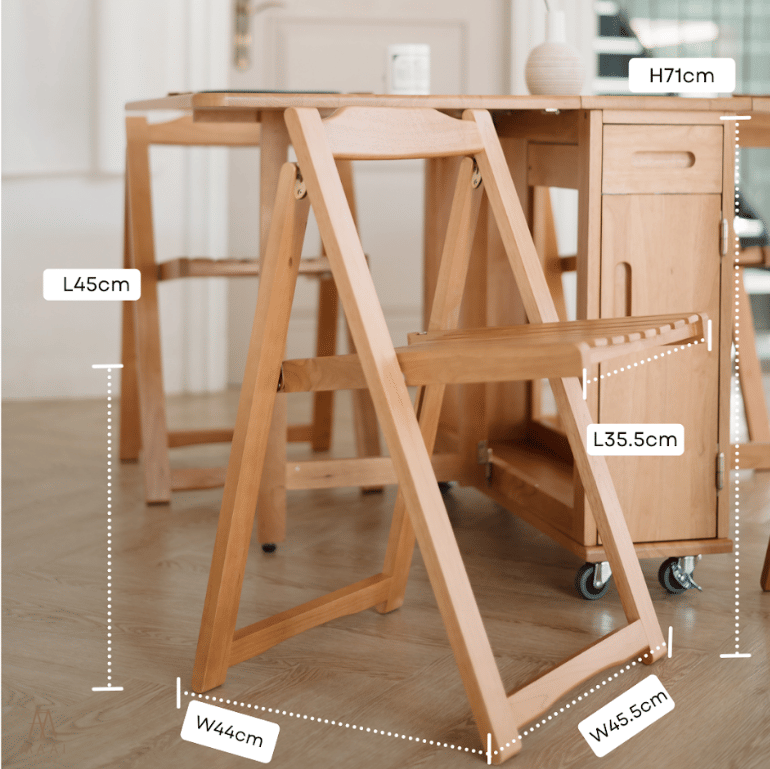 เก้าอี้ไม้ยางพาราแท้ พับเก็บได้ MAAI DESIGN A CHAIR สีโอ๊ค_4