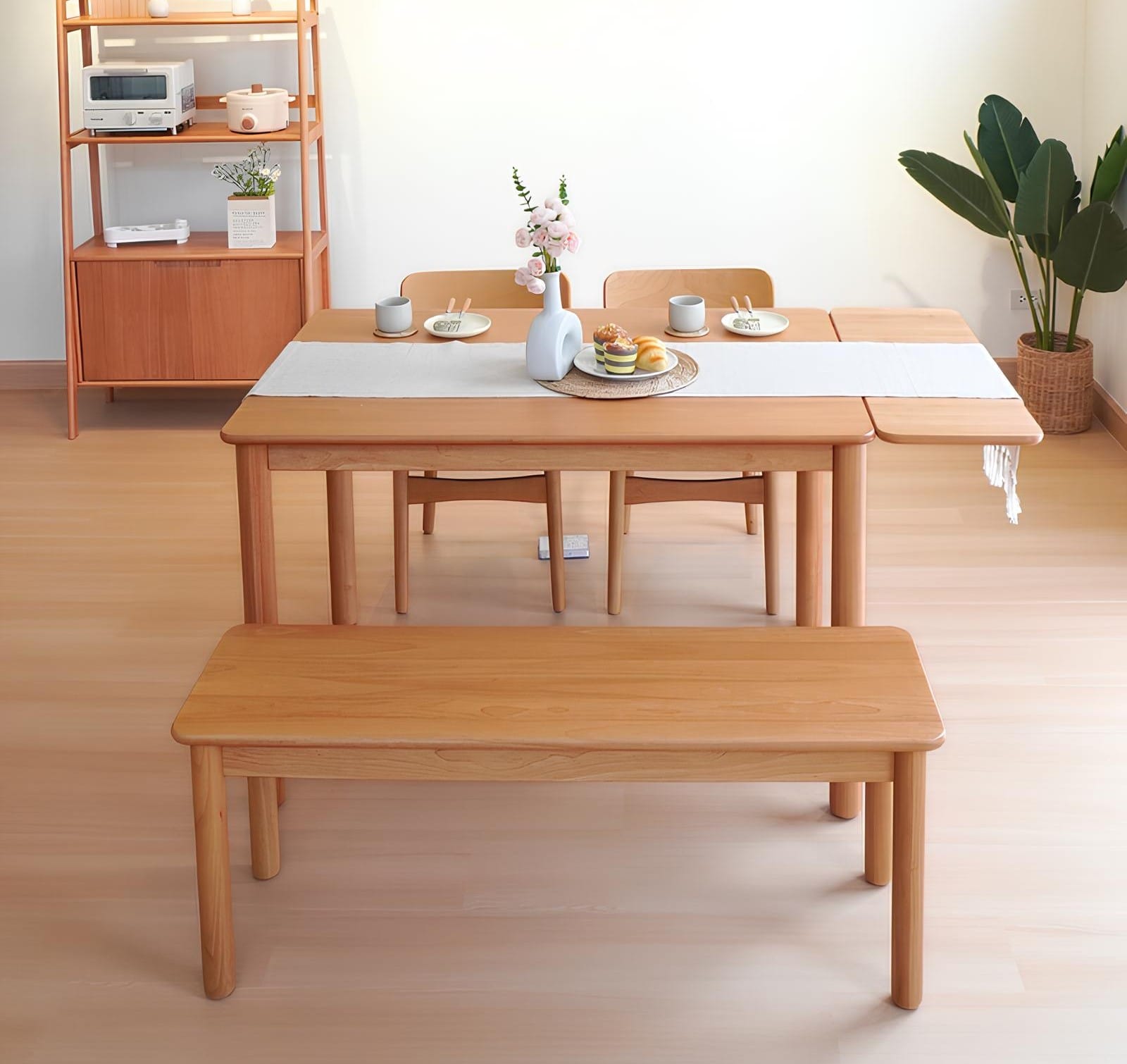 โต๊ะทานข้าวไม้ยางพาราแท้ 4 ที่นั่ง MAAI DESIGN  รุ่น HOZOKU TABLE สีโอ๊ค_4