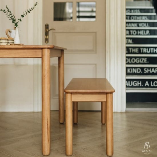 เก้าอี้ม้านั่งยาว/ม้านั่งไม้ยางพาราแท้ MAAI DESIGN ISSHO BENCH  120 CM. สีโอ๊ค_4