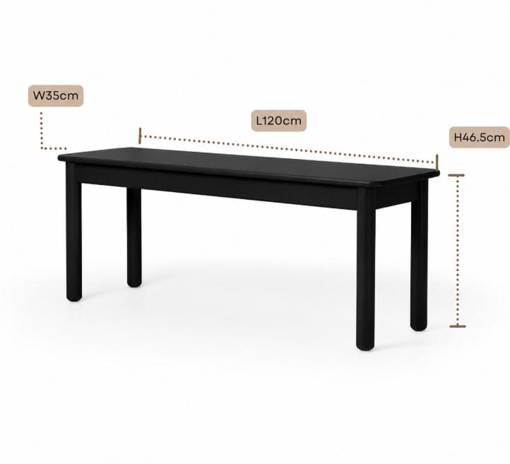 เก้าอี้ม้านั่งยาว/ม้านั่งไม้ยางพาราแท้ MAAI DESIGN ISSHO BENCH 120 CM. สี BLACK_4
