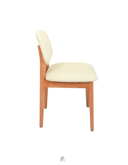 เก้าอี้ไม้ยางพาราเบาะหนังสีครีม MAAI DESIGN รุ่น AIKO CHAIR สีโอ๊ค_4