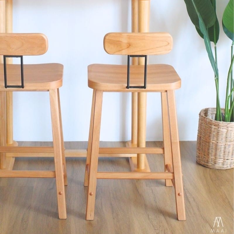 เก้าอี้บาร์ไม้ยางพารา MAAI DESIGN รุ่น SORU BAR STOOL 24'' สีโอ๊ค_4