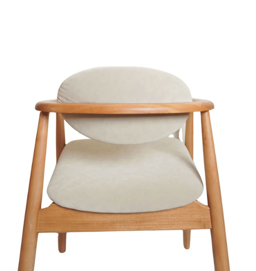 เก้าอี้ทานข้าวไม้ยางพาราแท้เบาะหนัง MAAI DESIGN รุ่น KIROKU CHAIR สไตล์ญี่ปุ่น มีที่พักแขน สีโอ๊ค_4