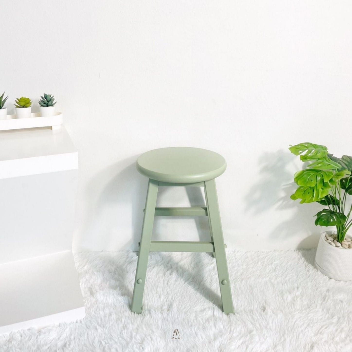 เก้าอี้บาร์ไม้ยางพารา MAAI DESIGN รุ่น GOM STOOL สีมิ้นท์_4