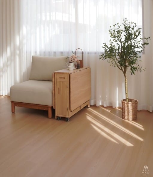 โต๊ะทานข้าวไม้ยางพาราแท้พับเก็บได้ MAAI DESIGN  รุ่น BUTTERFLY ONLY TABLE สีบีช_5