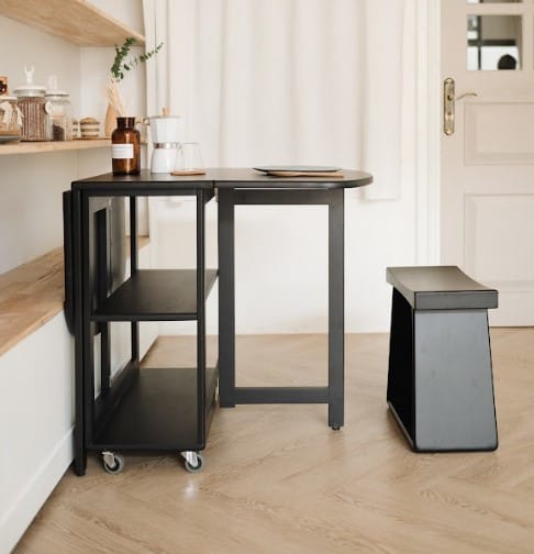 โต๊ะทานข้าวไม้ยางพาราแท้พับเก็บได้ MAAI DESIGN  รุ่น NABI TABLE สีดำ_5