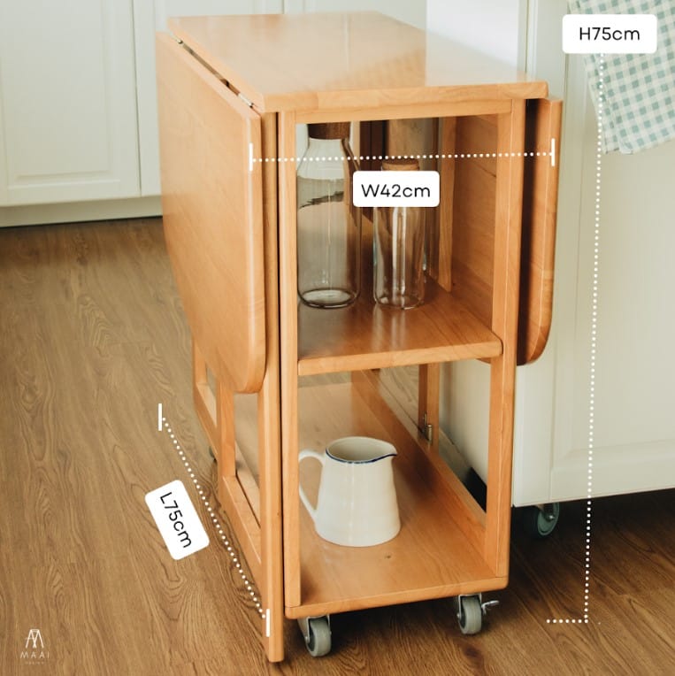 โต๊ะทานข้าวไม้ยางพาราแท้พับเก็บได้ MAAI DESIGN  รุ่น NABI TABLE สีโอ๊ค_5