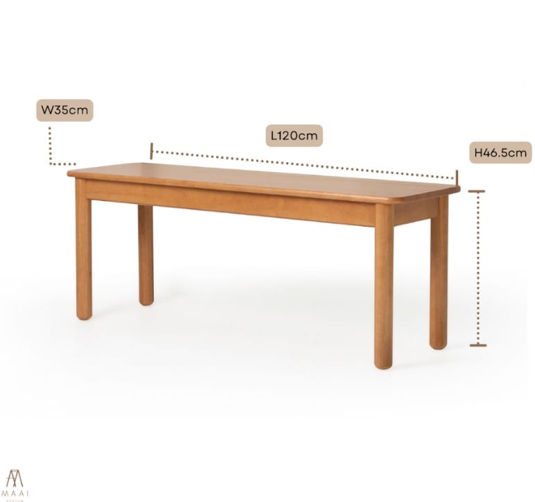 เก้าอี้ม้านั่งยาว/ม้านั่งไม้ยางพาราแท้ MAAI DESIGN ISSHO BENCH  120 CM. สีโอ๊ค_5