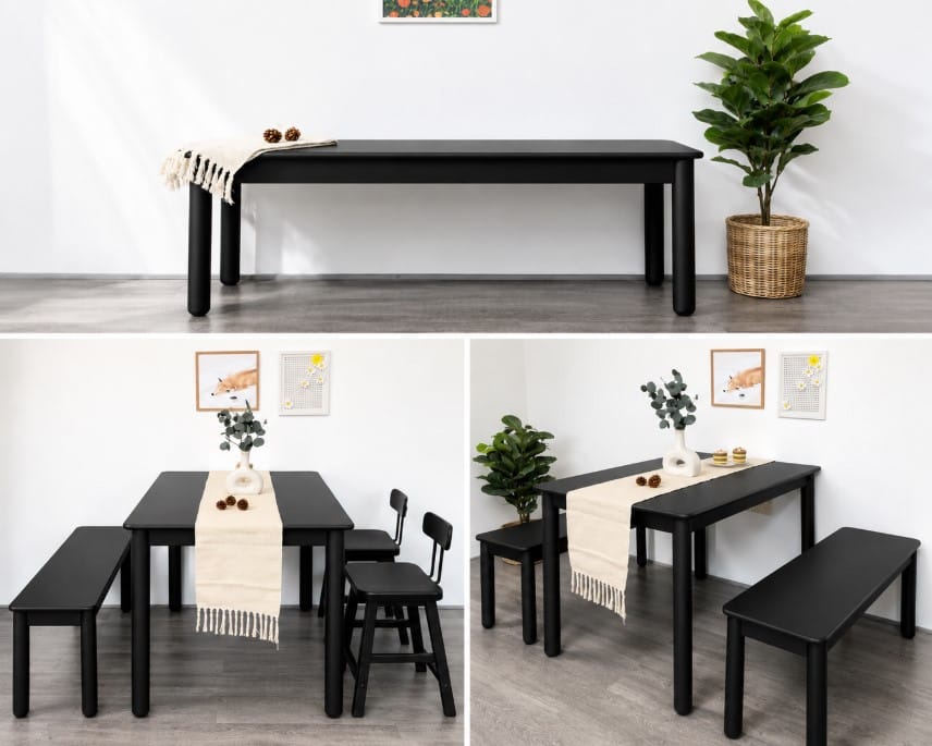 เก้าอี้ม้านั่งยาว/ม้านั่งไม้ยางพาราแท้ MAAI DESIGN ISSHO BENCH 120 CM. สี BLACK_5