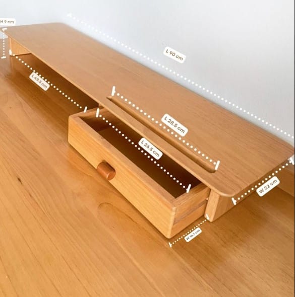 ชั้นวางจอคอมไม้ยางพารา MAAI DESIGN รุ่น GRANDE SHELF สีโอ๊ค