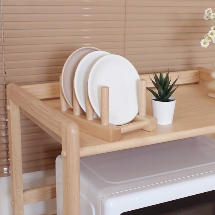 ชั้นวางคร่อมไมโครเวฟ ไม้ยางพารา สไตล์ญี่ปุ่น MAAI DESIGN รุ่น OBUN SHELF สี BEECH