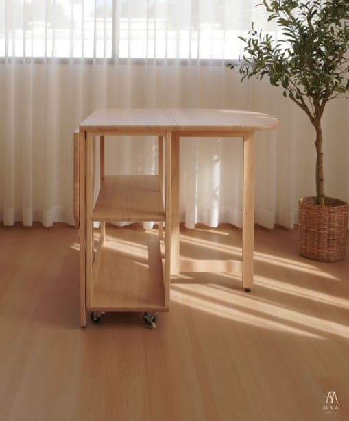 โต๊ะทานข้าวไม้ยางพาราแท้พับเก็บได้ MAAI DESIGN  รุ่น NABI TABLE สีบีช_6
