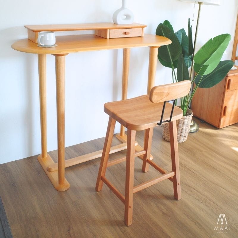 เก้าอี้บาร์ไม้ยางพารา MAAI DESIGN รุ่น SORU BAR STOOL 24'' สีโอ๊ค_6
