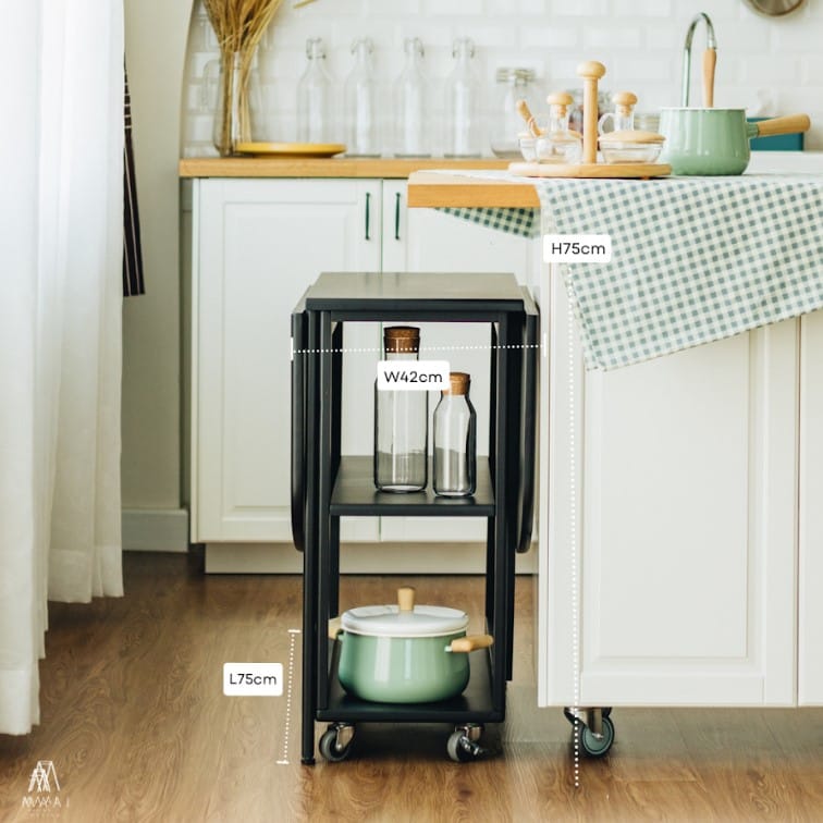 โต๊ะทานข้าวไม้ยางพาราแท้พับเก็บได้ MAAI DESIGN  รุ่น NABI TABLE สีดำ_7