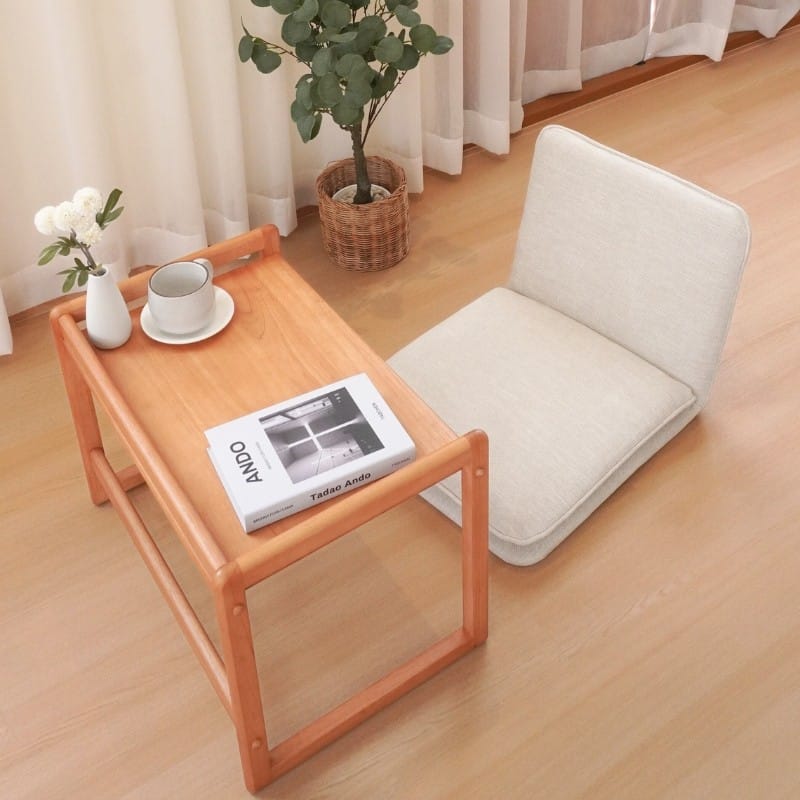 เบาะผ้านั่งพื้น พนักพิงไม้ยางพารา MAAI DESIGN รุ่น YUKA CHAIR สีครีม_7