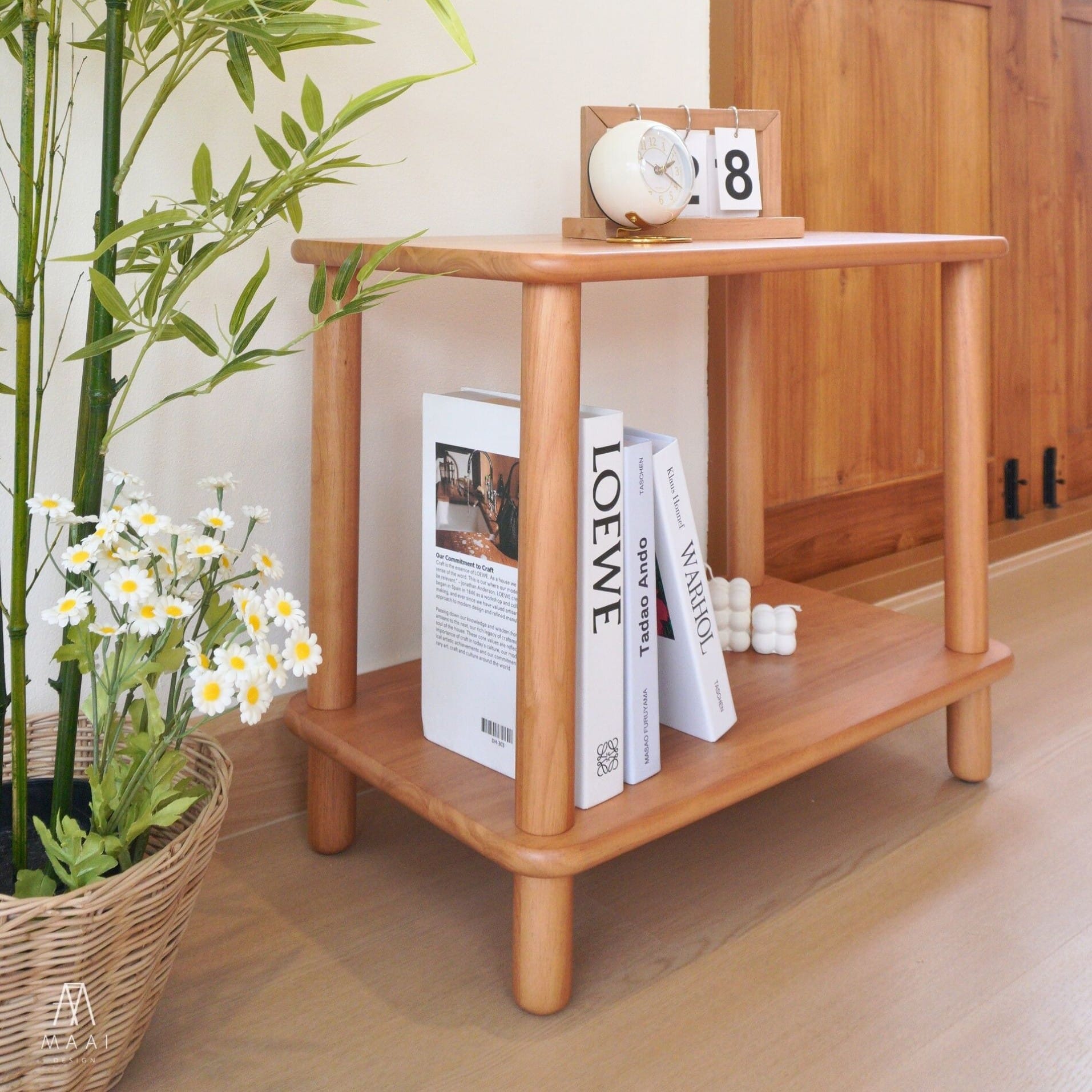 โต๊ะข้างไม้ยางพารา MAAI DESIGN รุ่น AKINO SIDE TABLE สีโอ๊ค