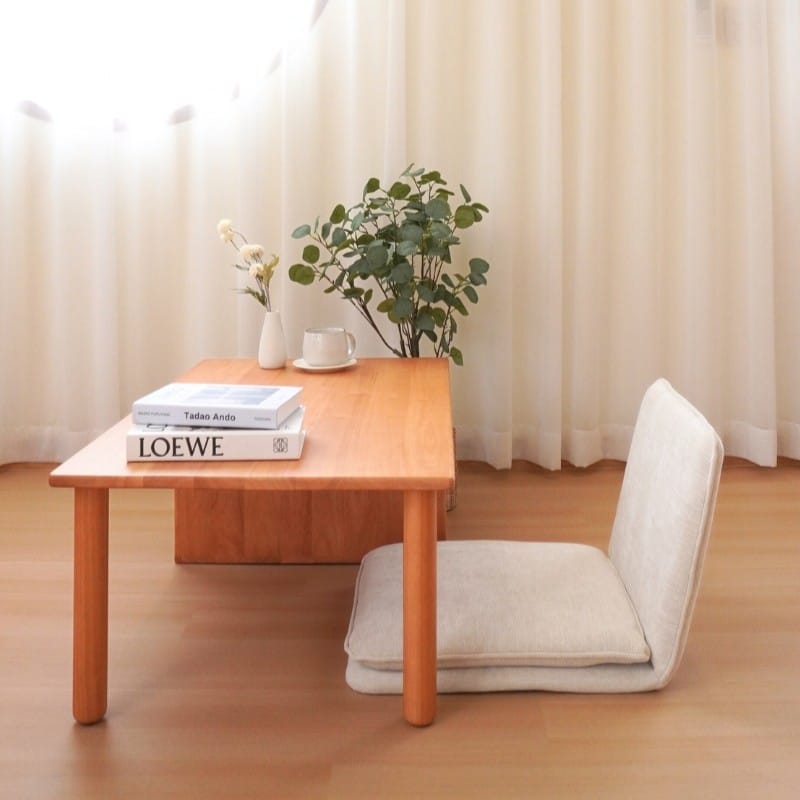 เบาะผ้านั่งพื้น พนักพิงไม้ยางพารา MAAI DESIGN รุ่น YUKA CHAIR สีครีม_8