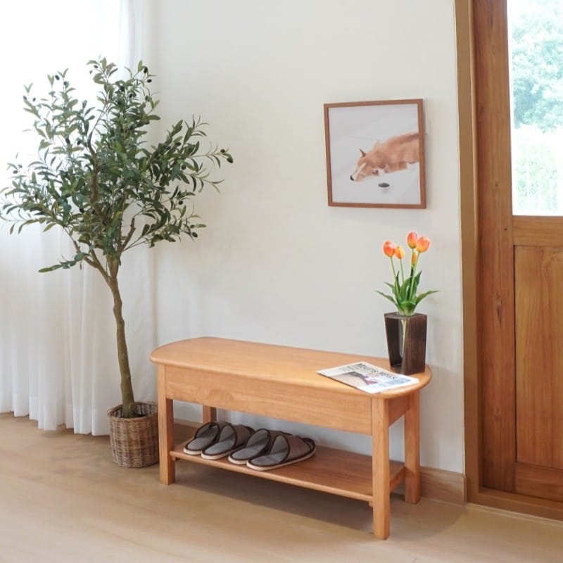 ม้านั่งใส่รองเท้าไม้ยางพารา MAAI DESIGN รุ่น SHUSU BENCH  สีโอ๊ค_8