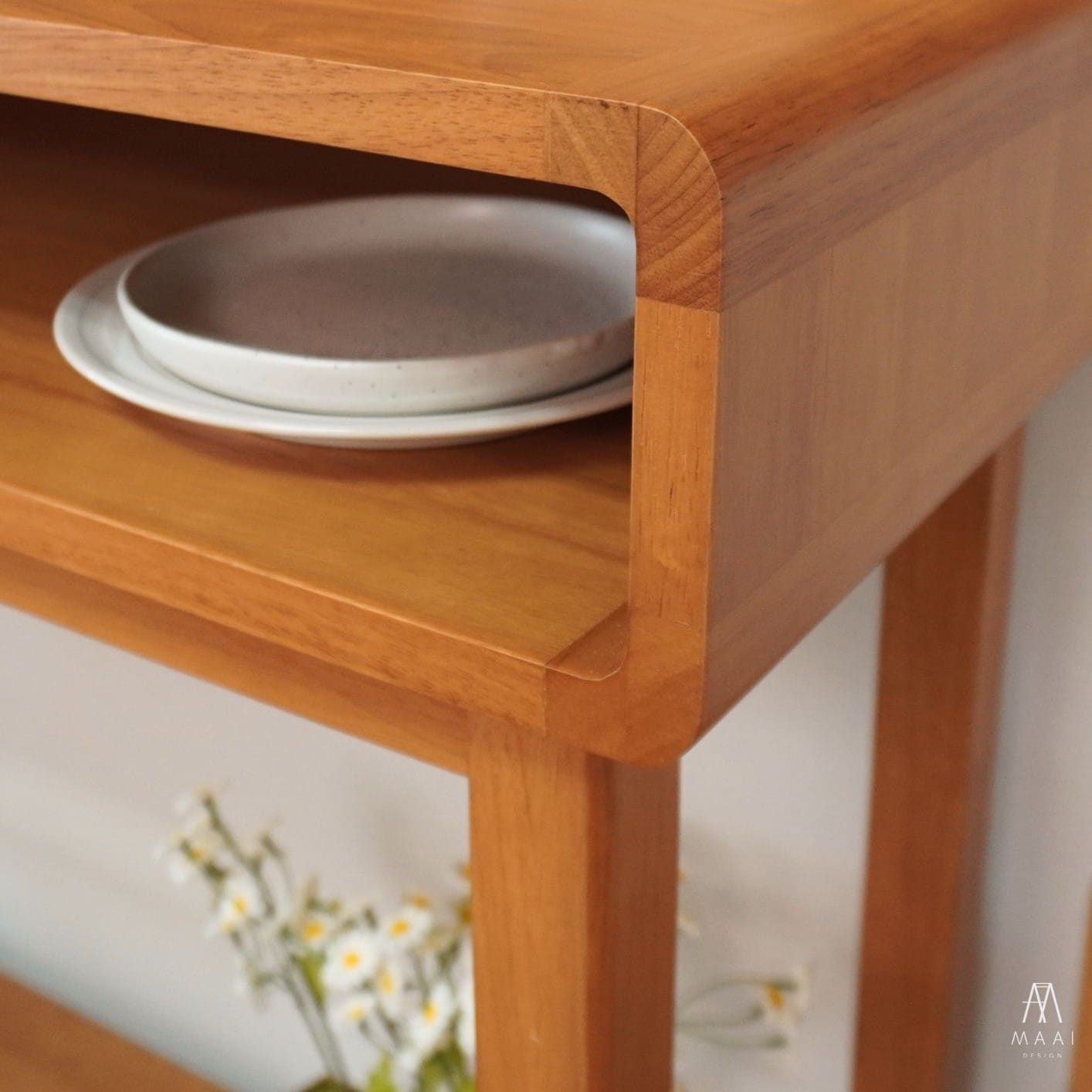 โต๊ะบาร์ไม้ยางพารา MAAI DESIGN รุ่น MITASU CONSOLE TABLE สีโอ๊ค