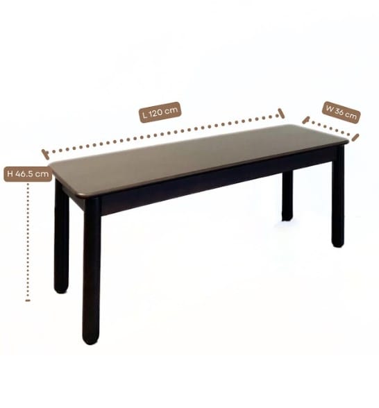 เก้าอี้ม้านั่งยาว/ม้านั่งไม้ยางพาราแท้ MAAI DESIGN ISSHO BENCH  120 CM. สี CHOCOLATE_9