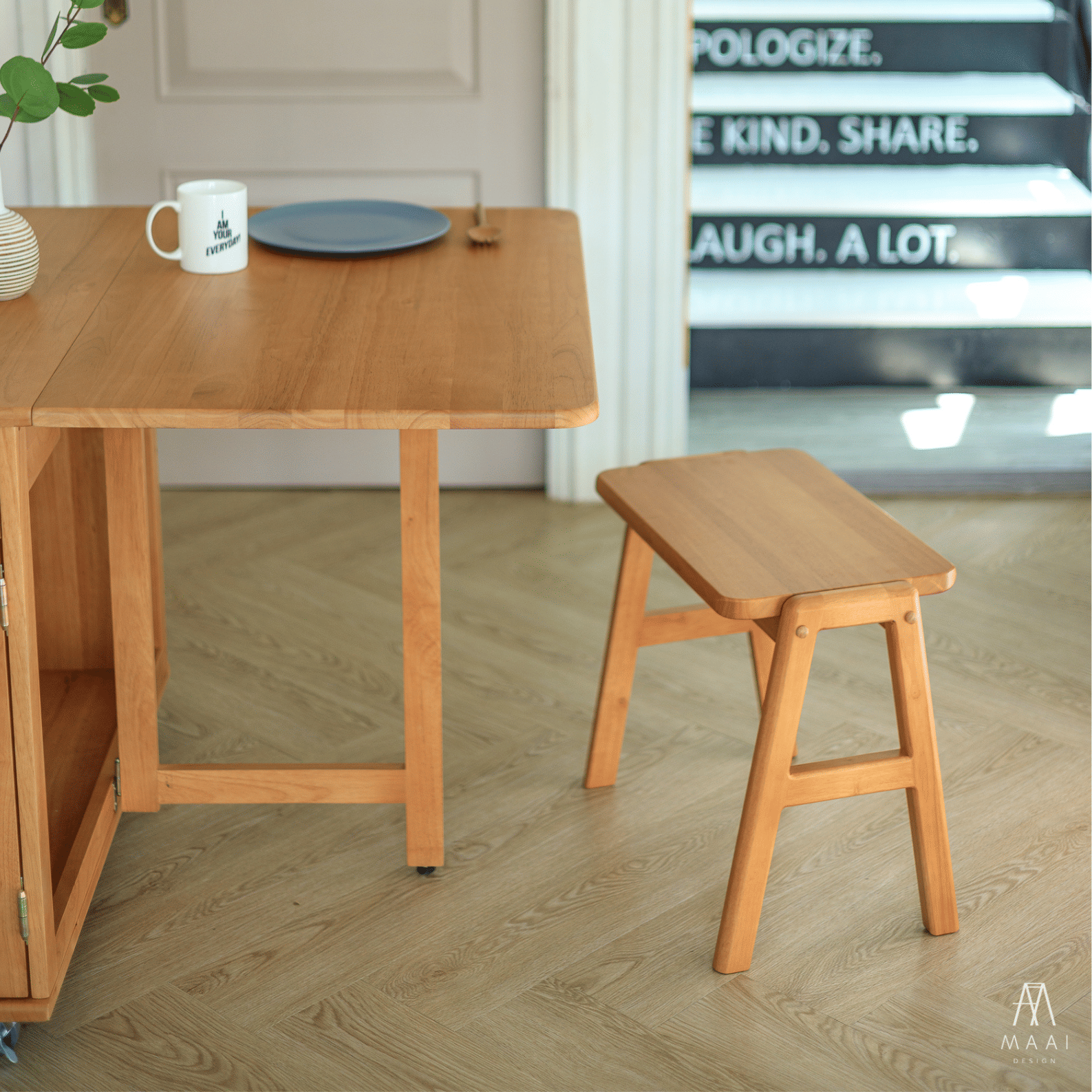 เก้าอี้บาร์ไม้ยางพารา MAAI DESIGN รุ่น BASHO STACK สีโอ๊ค_9