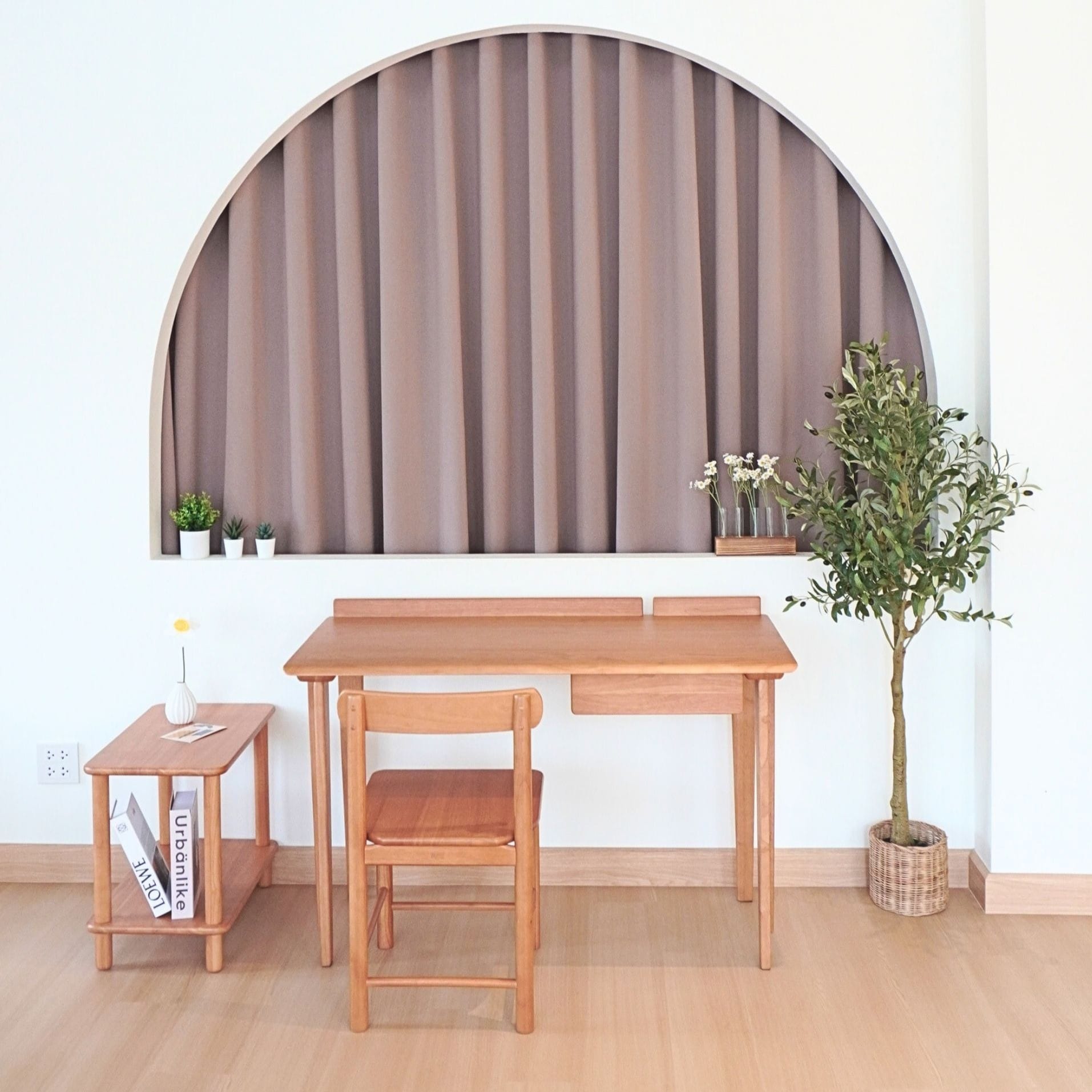 โต๊ะทำงานไม้ยางพารา MAAI DESIGN รุ่น BENKYO TABLE สีโอ๊ค_9