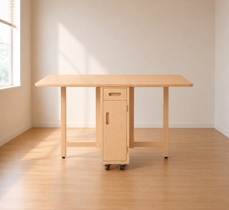 โต๊ะทานข้าวไม้ยางพาราแท้พับเก็บได้ MAAI DESIGN  รุ่น BUTTERFLY ONLY TABLE สีบีช_6