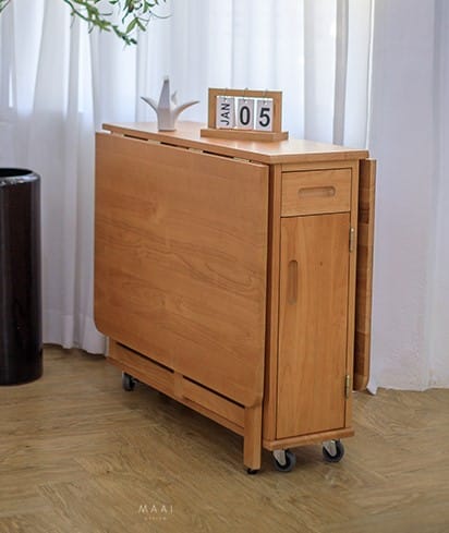 โต๊ะทานข้าวไม้ยางพาราแท้พับเก็บได้ MAAI DESIGN  รุ่น BUTTERFLY ONLY TABLE สีโอ๊ค_7