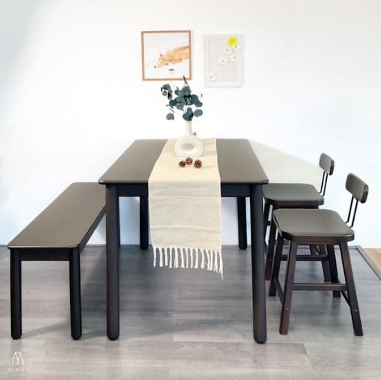 เก้าอี้ม้านั่งยาว/ม้านั่งไม้ยางพาราแท้ MAAI DESIGN ISSHO BENCH  120 CM. สี CHOCOLATE_10
