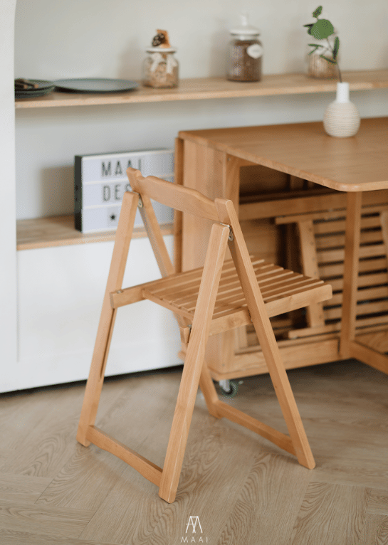 เก้าอี้ไม้ยางพาราแท้ พับเก็บได้ MAAI DESIGN A CHAIR สีโอ๊ค_5
