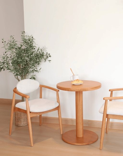 เก้าอี้ทานข้าวไม้ยางพาราเบาะผ้าฝ้าย MAAI DESIGN รุ่น KIROKU CHAIR สไตล์ญี่ปุ่น มีที่พักแขน สีโอ๊ค_5
