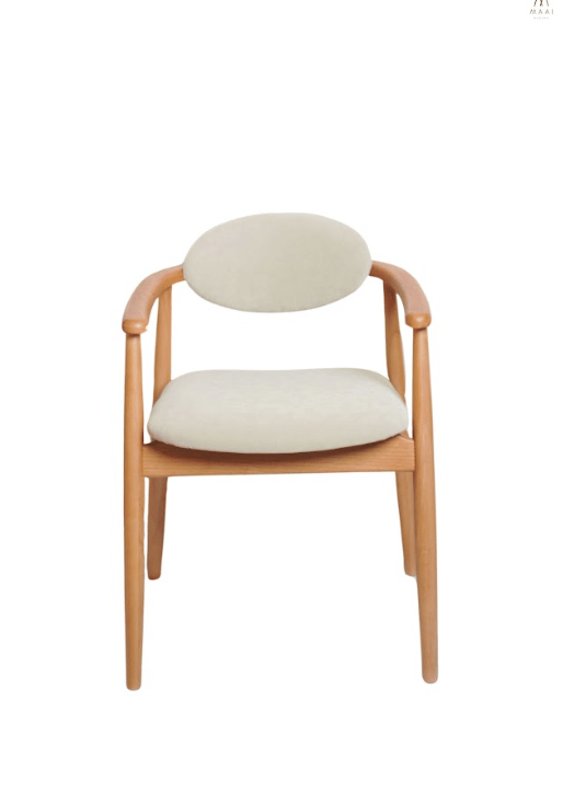 เก้าอี้ทานข้าวไม้ยางพาราแท้เบาะหนัง MAAI DESIGN รุ่น KIROKU CHAIR สไตล์ญี่ปุ่น มีที่พักแขน สีโอ๊ค_6