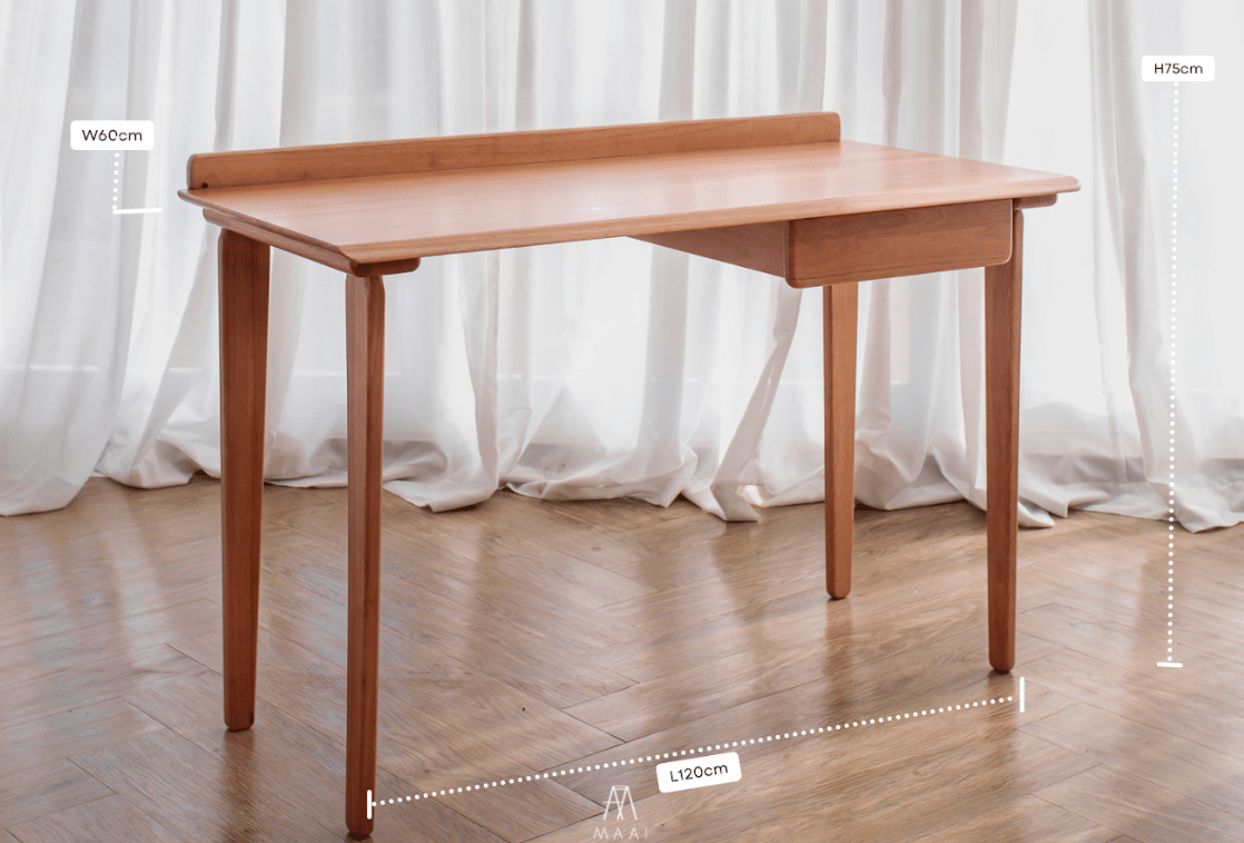 โต๊ะทำงานไม้ยางพารา MAAI DESIGN รุ่น BENKYO TABLE สีโอ๊ค_10