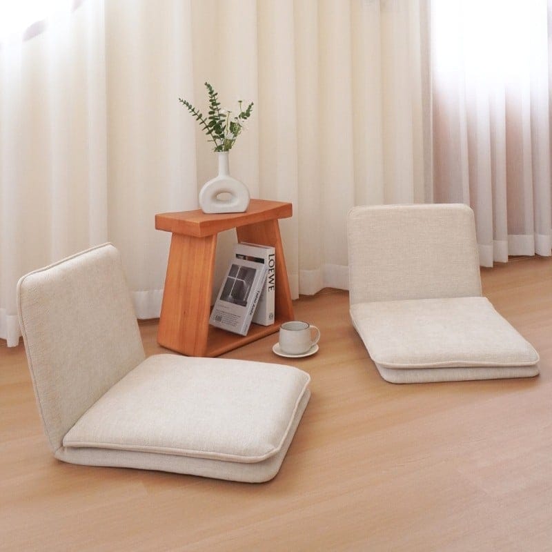 เบาะผ้านั่งพื้น พนักพิงไม้ยางพารา MAAI DESIGN รุ่น YUKA CHAIR สีครีม_9