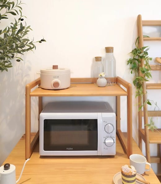 ชั้นวางคร่อมไมโครเวฟ ไม้ยางพารา สไตล์ญี่ปุ่น MAAI DESIGN รุ่น OBUN SHELF สี OAK