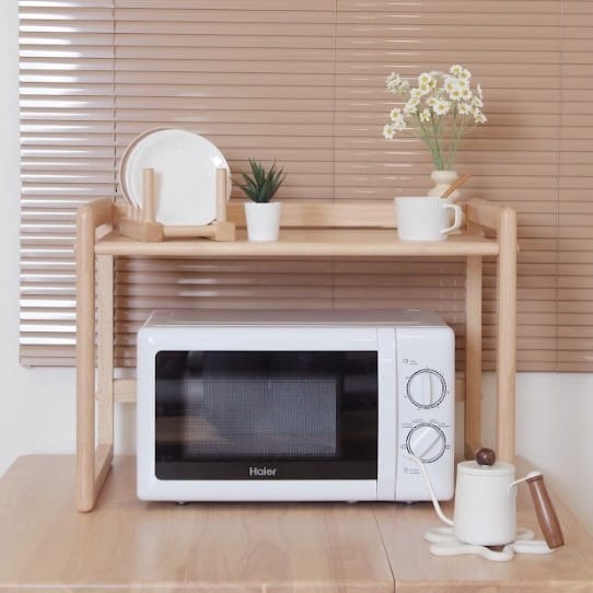 ชั้นวางคร่อมไมโครเวฟ ไม้ยางพารา สไตล์ญี่ปุ่น MAAI DESIGN รุ่น OBUN SHELF สี BEECH