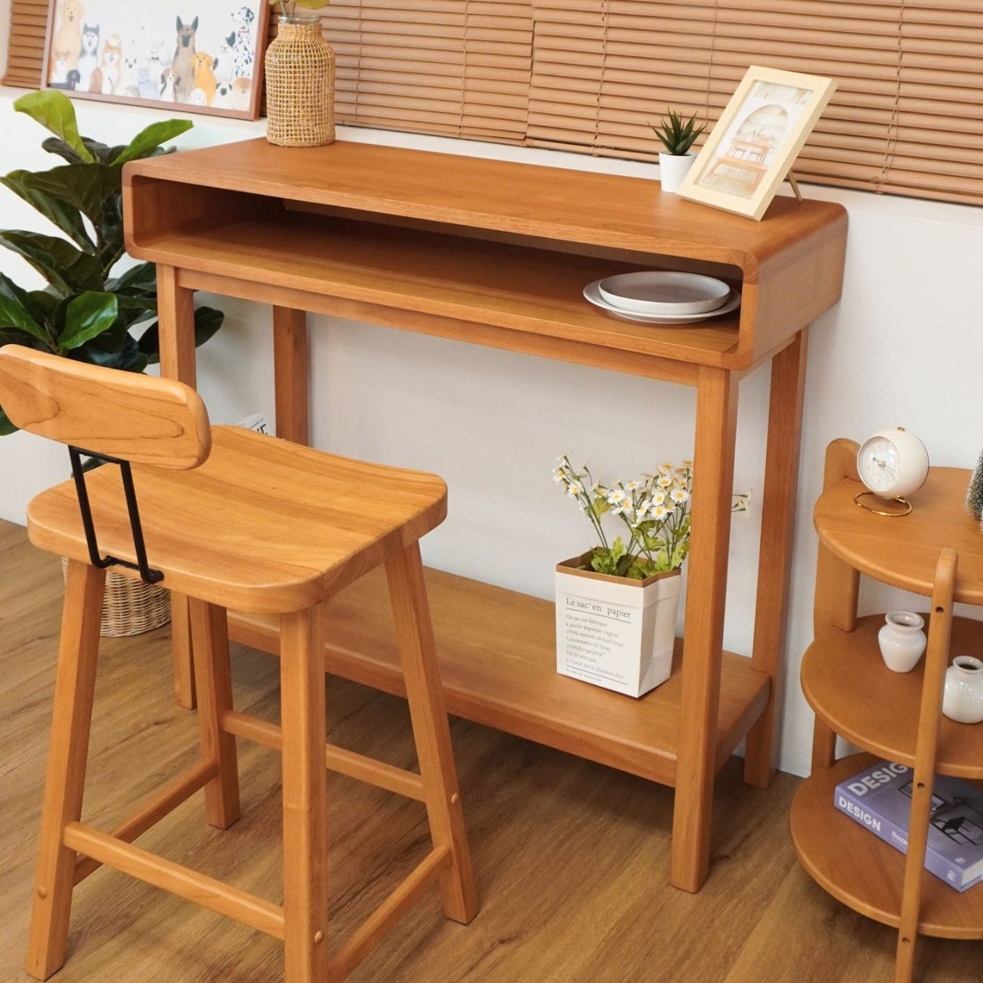โต๊ะบาร์ไม้ยางพารา MAAI DESIGN รุ่น MITASU CONSOLE TABLE สีโอ๊ค