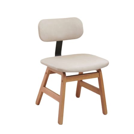 เก้าอี้ไม้ยางพารา MAAI DESIGN MIKUSU CHAIR(PUL 10) สีลาเต้(ขาสีโอีค) เบาะหนังหนานุ่ม พนักพิงเหล็ก_0