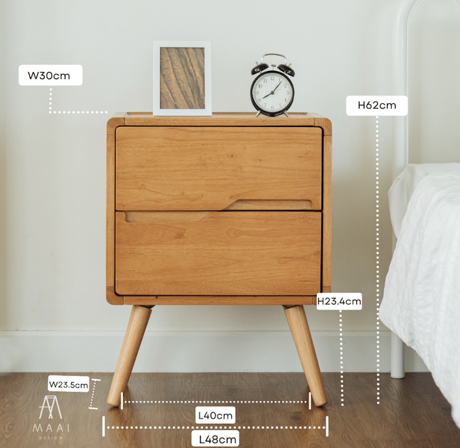 ตู้ลิ้นชักข้างเตียงไม้ยางพารา MAAI DESIGN รุ่น INFINITE SIDE TABLE สีโอ๊ค_1