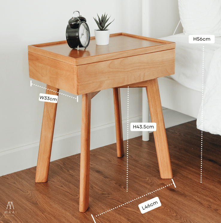 ตู้ข้างเตียงไม้ยางพารา MAAI DESIGN รุ่น FLIP SIDE TABLE สีโอ๊ค_1