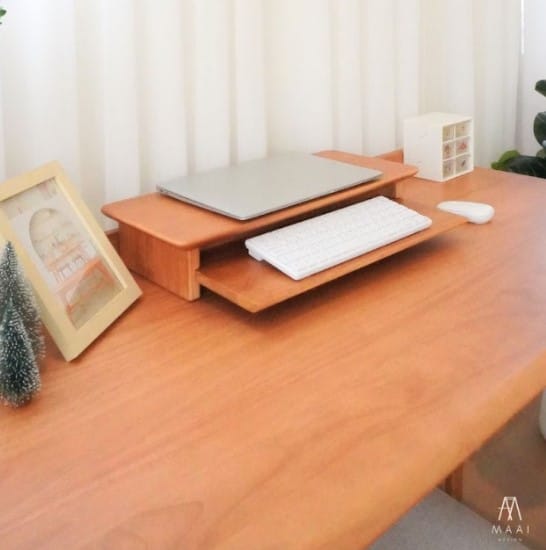 ชั้นวางจอคอมไม้ยางพารา MAAI DESIGN PETITE SHELF สีโอ๊ค_2