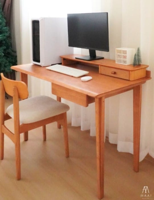 ชั้นวางจอคอมไม้ยางพารา MAAI DESIGN รุ่น GRANDE SHELF สีโอ๊ค_2