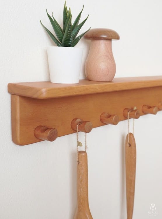 ชั้นแขวน สไตล์มินิมอล ไม้ยางพาราแท้ MAAI DESIGN SAGARU HANGER สีโอ๊ค_2