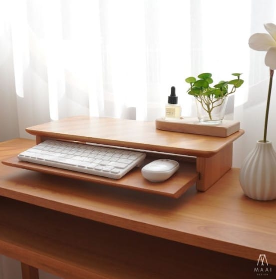 ชั้นวางจอคอมไม้ยางพารา MAAI DESIGN PETITE SHELF สีโอ๊ค_3