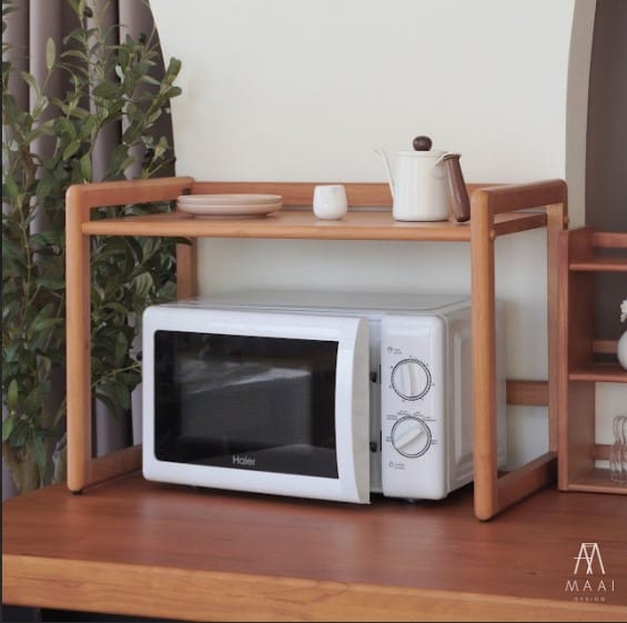 ชั้นวางคร่อมไมโครเวฟ ไม้ยางพารา สไตล์ญี่ปุ่น MAAI DESIGN รุ่น OBUN SHELF สี OAK_4
