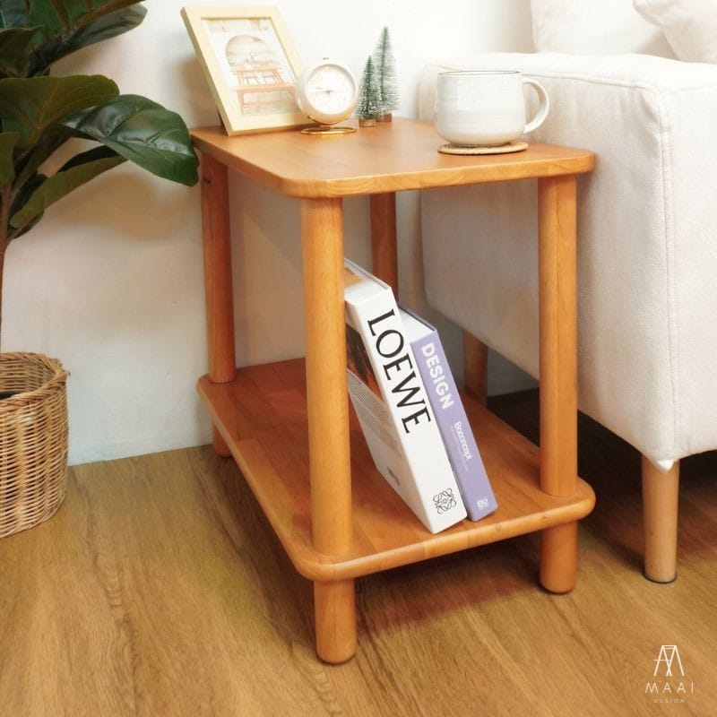 โต๊ะข้างไม้ยางพารา MAAI DESIGN รุ่น AKINO SIDE TABLE สีโอ๊ค_4