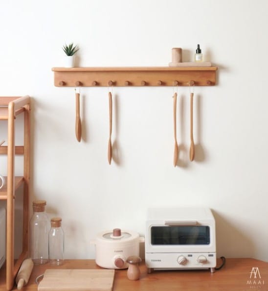 ชั้นแขวน สไตล์มินิมอล ไม้ยางพาราแท้ MAAI DESIGN SAGARU HANGER สีโอ๊ค_5