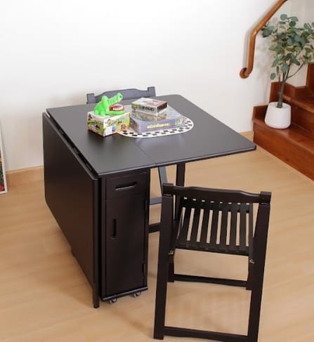 ชุดโต๊ะทานข้าวไม้ยางพาราแท้ 4 ที่นั่งพับเก็บได้ MAAI DESIGN  รุ่น BUTTERFLY TABLE SET ช็อกโกแลต_6